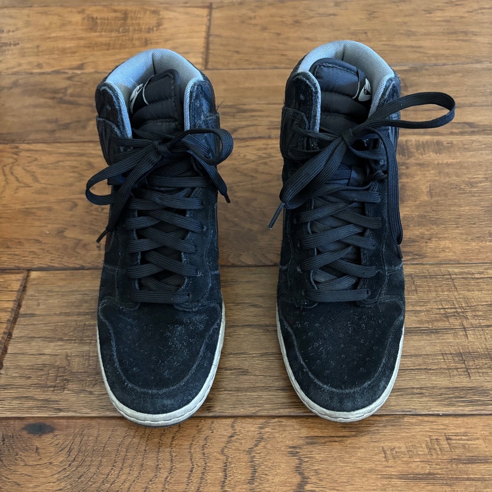 Nike Dunk Sky Hi Black Hidden Wedge Sneaker Shoes Womens Size 8